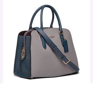 NWT Coach Channing Carry-All In Colorblock Leather Teal/Grey